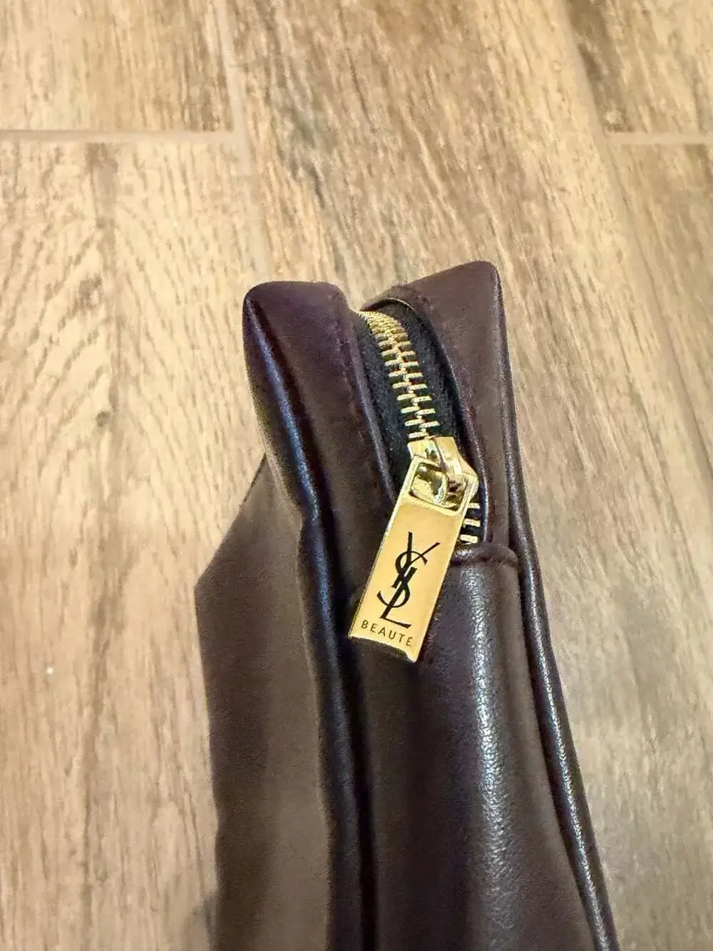 YSL Beaute Black Cosmetic Makeup Pouch with Gold Heart and Star Charms